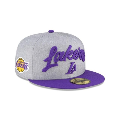 Grey Los Angeles Lakers Hat - New Era NBA NBA Draft 59FIFTY Fitted Caps USA9473816